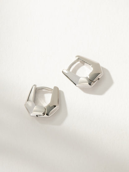 ["Box Huggie Earrings ", " Silver ", " Product Image ", " Uncommon James"]