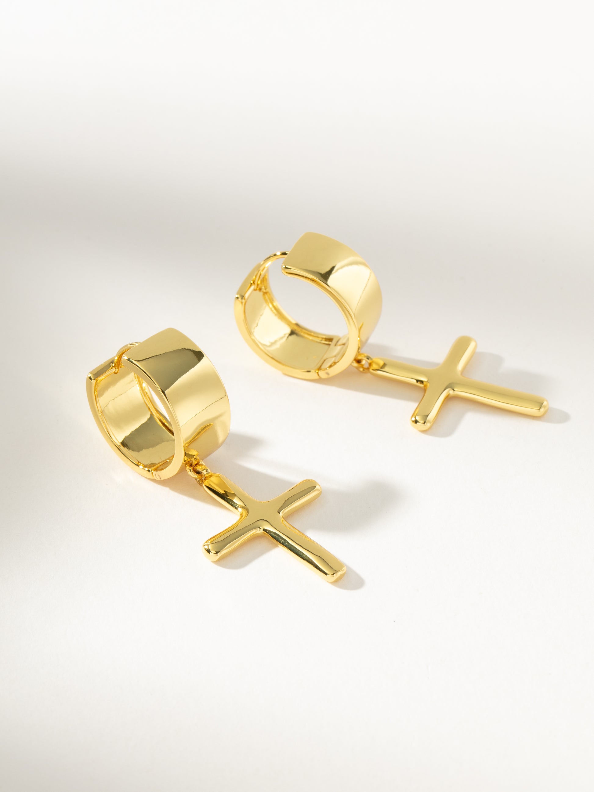Chunky Cross Huggie Earrings - Main Image