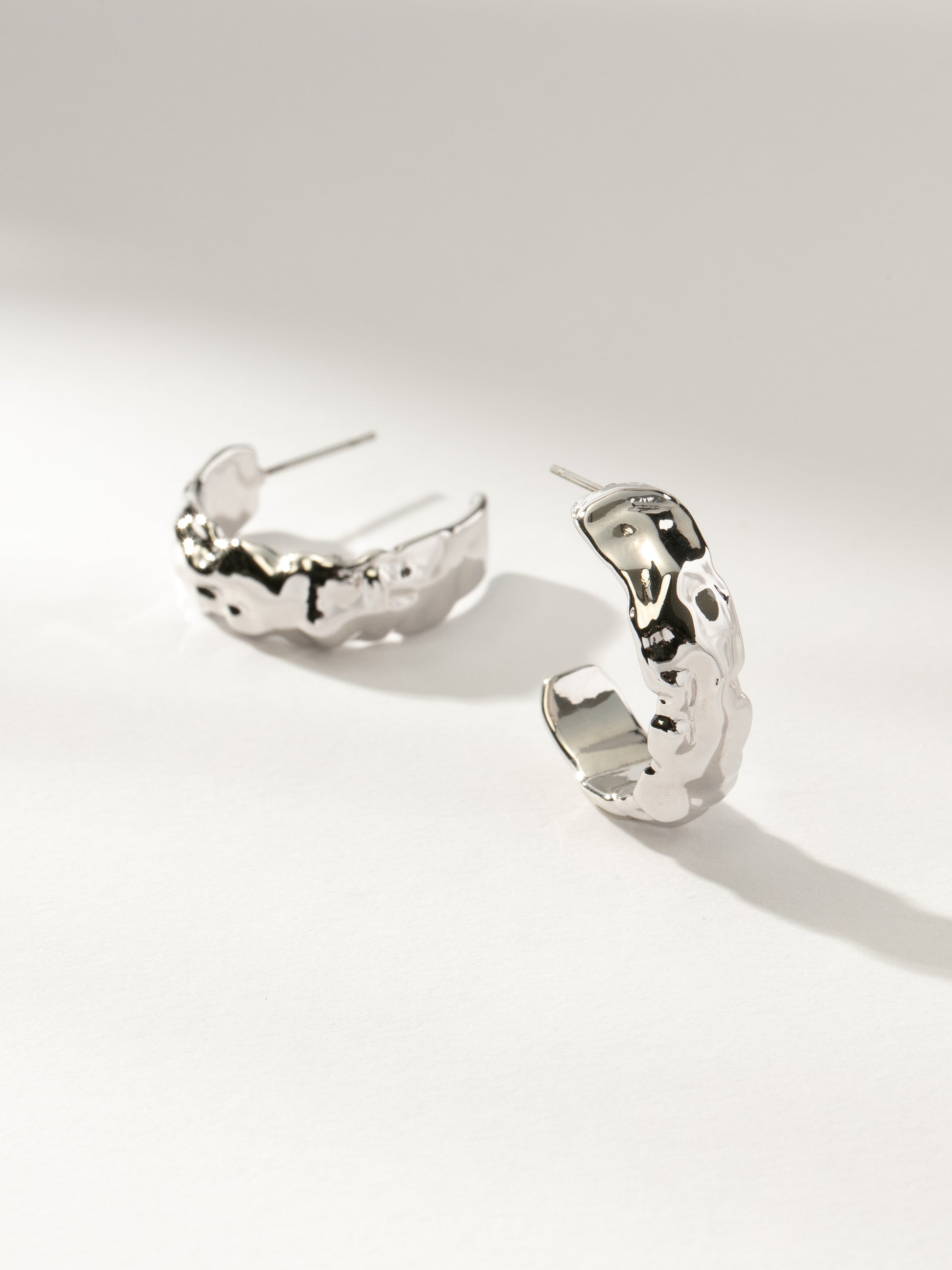 Crushed Hoop Earrings | Silver | Product Image | Uncommon James