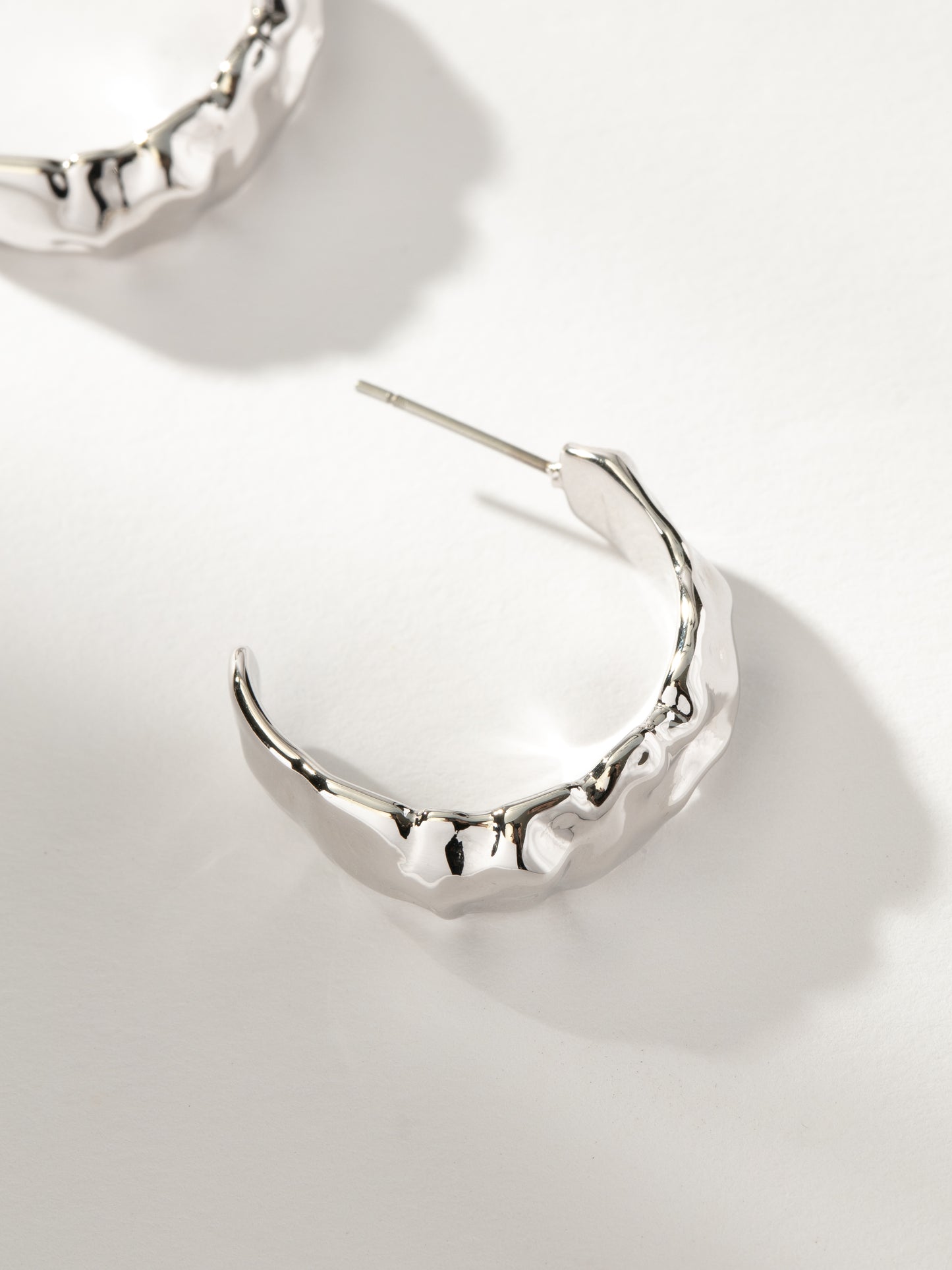 Crushed Hoop Earrings | Silver | Product Image | Uncommon James