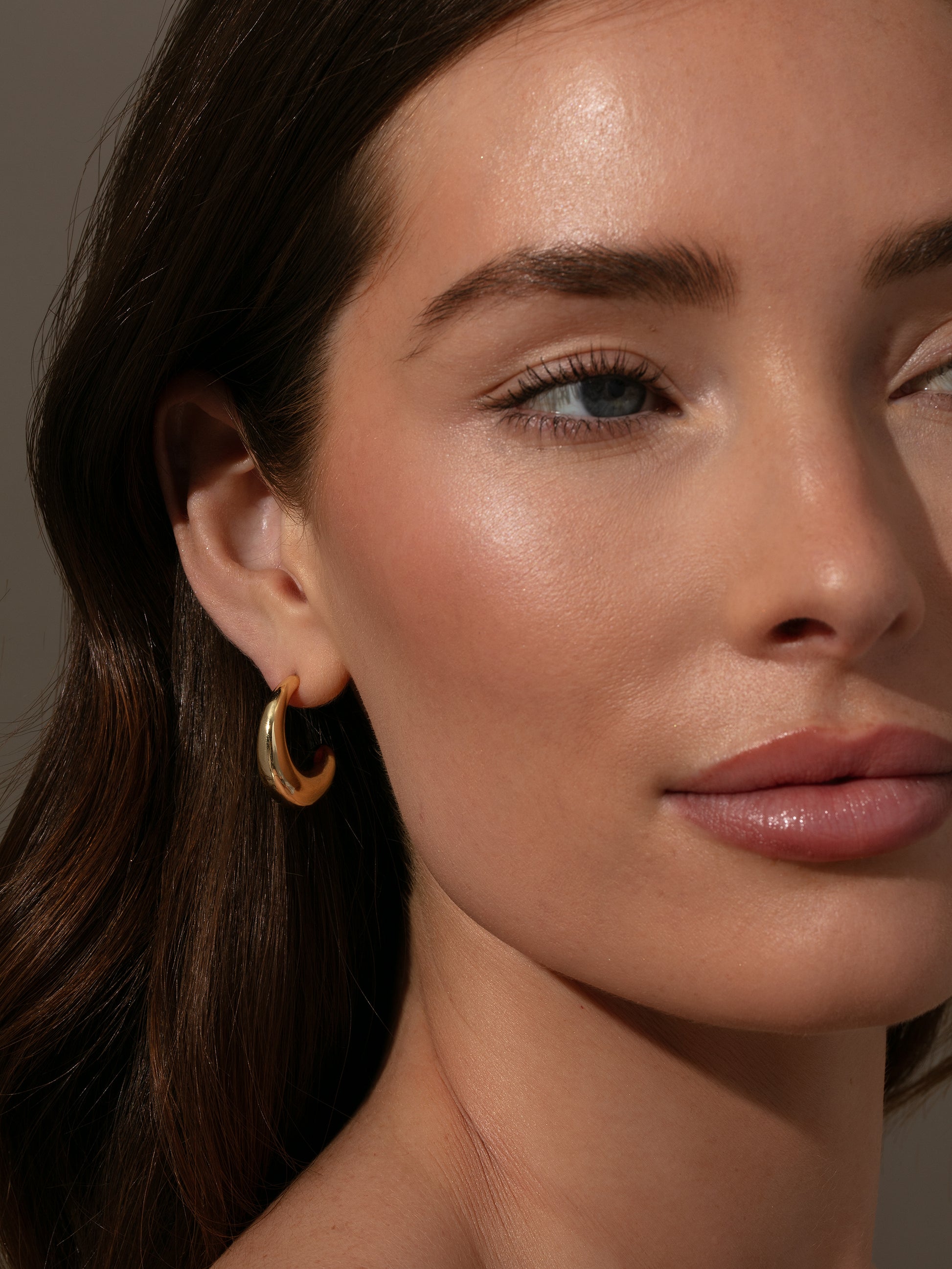 Dome Hoop Earrings | Gold | Model Image | Uncommon James