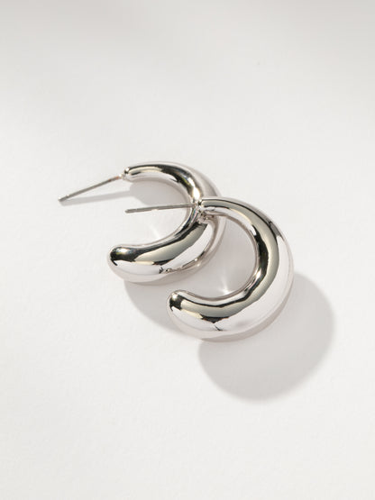 ["Dome Hoop Earrings ", " Silver ", " Product Detail Image ", " Uncommon James"]