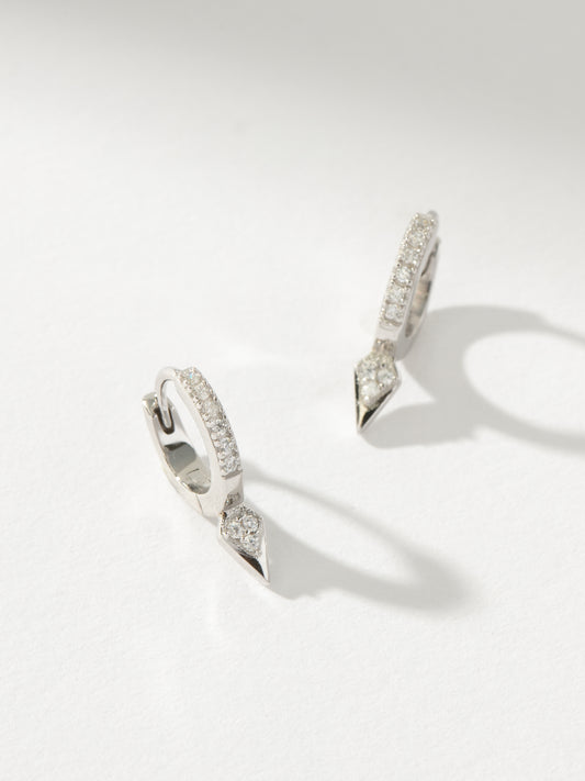 Tipping Point Pavé Huggie Earrings | Sterling Silver | Product Image | Uncommon James