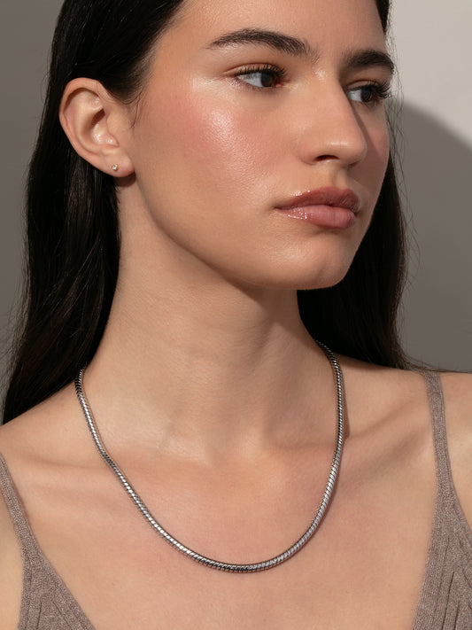 Bold Snake Chain Necklace | Silver | Model Image | Uncommon James