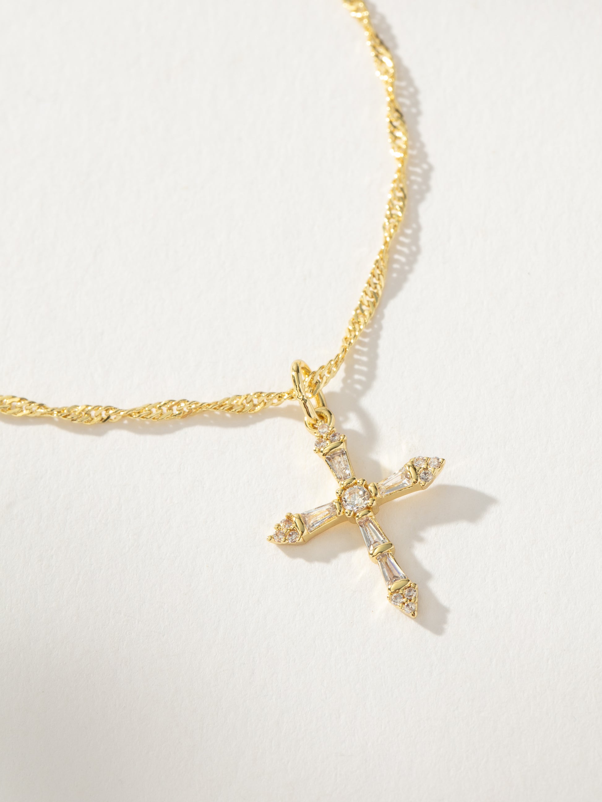 Crystalized Cross Pendant Necklace | Gold | Product Detail Image | Uncommon James