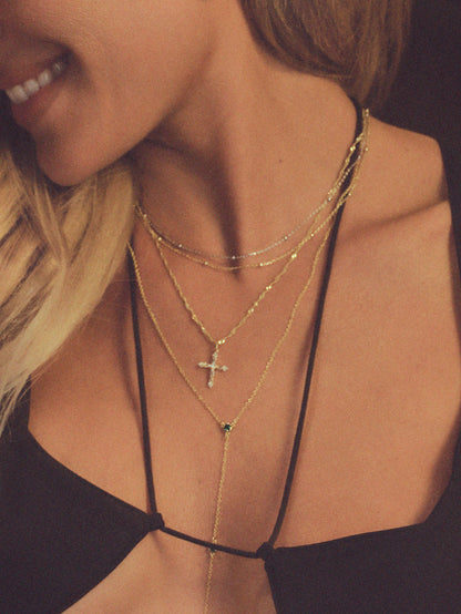 ["Crystalized Cross Pendant Necklace ", " Gold ", " KC Image ", " Uncommon James"]