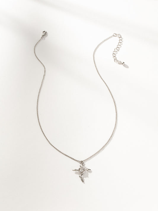 Rose Cross Pendant Necklace | Silver | Product Image | Uncommon James