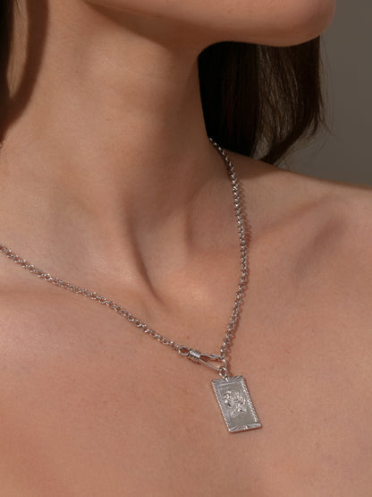 ["Rosy Pendant Necklace ", " Silver ", " Model Image ", " Uncommon James"]