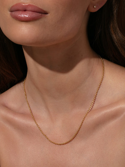 ["Simple Ball Chain Necklace ", " Gold ", " Model Image ", " Uncommon James"]