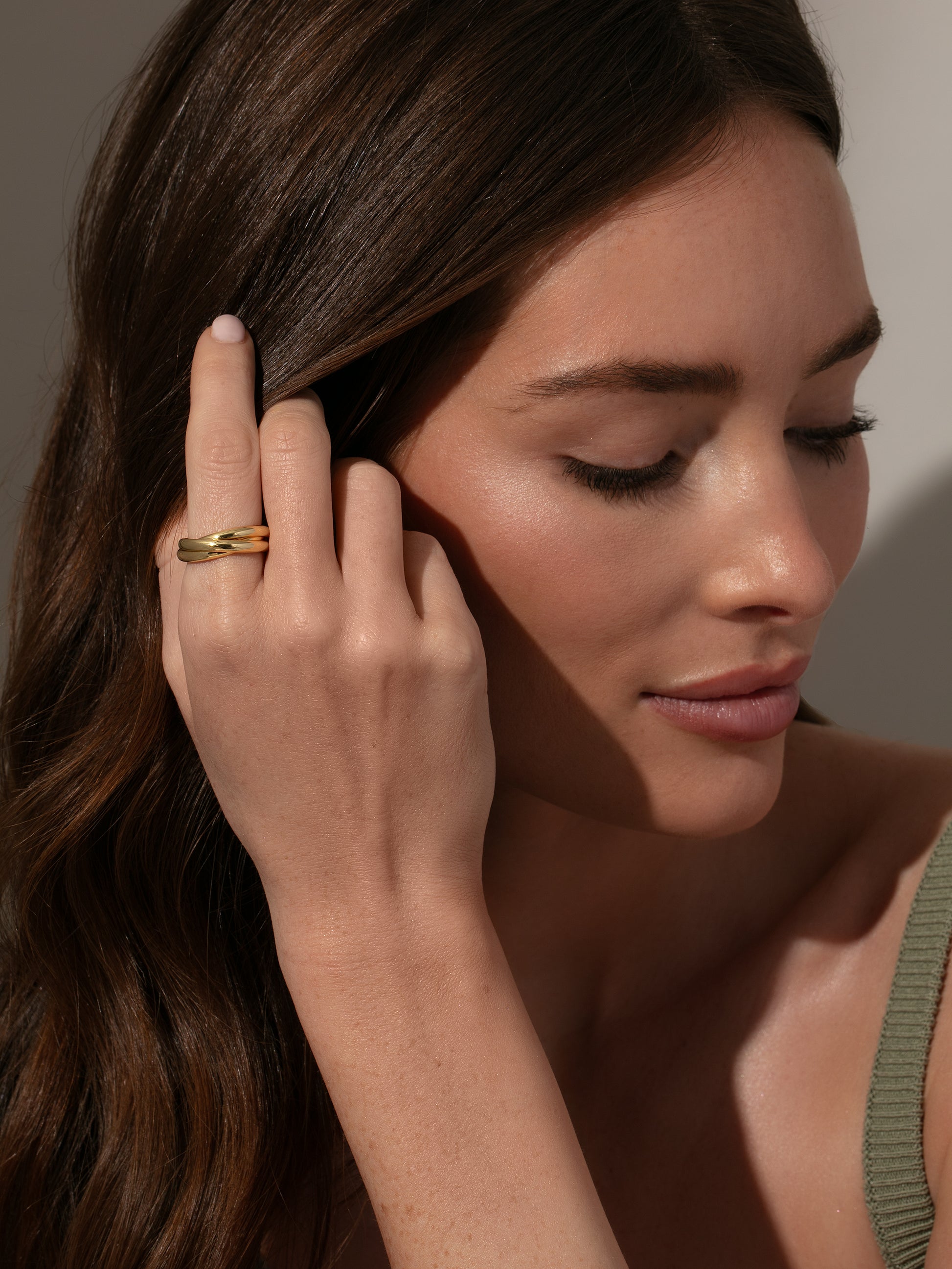 Layered Crossover Ring | Gold | Model Image | Uncommon James