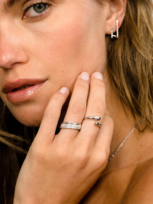 Unbothered Asymmetrical Ring | Silver | Model Image | Uncommon James