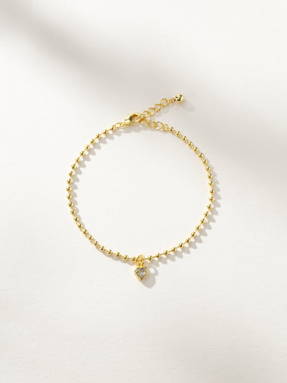 Crystal Heart Bracelet | Gold | Product Image | Uncommon James