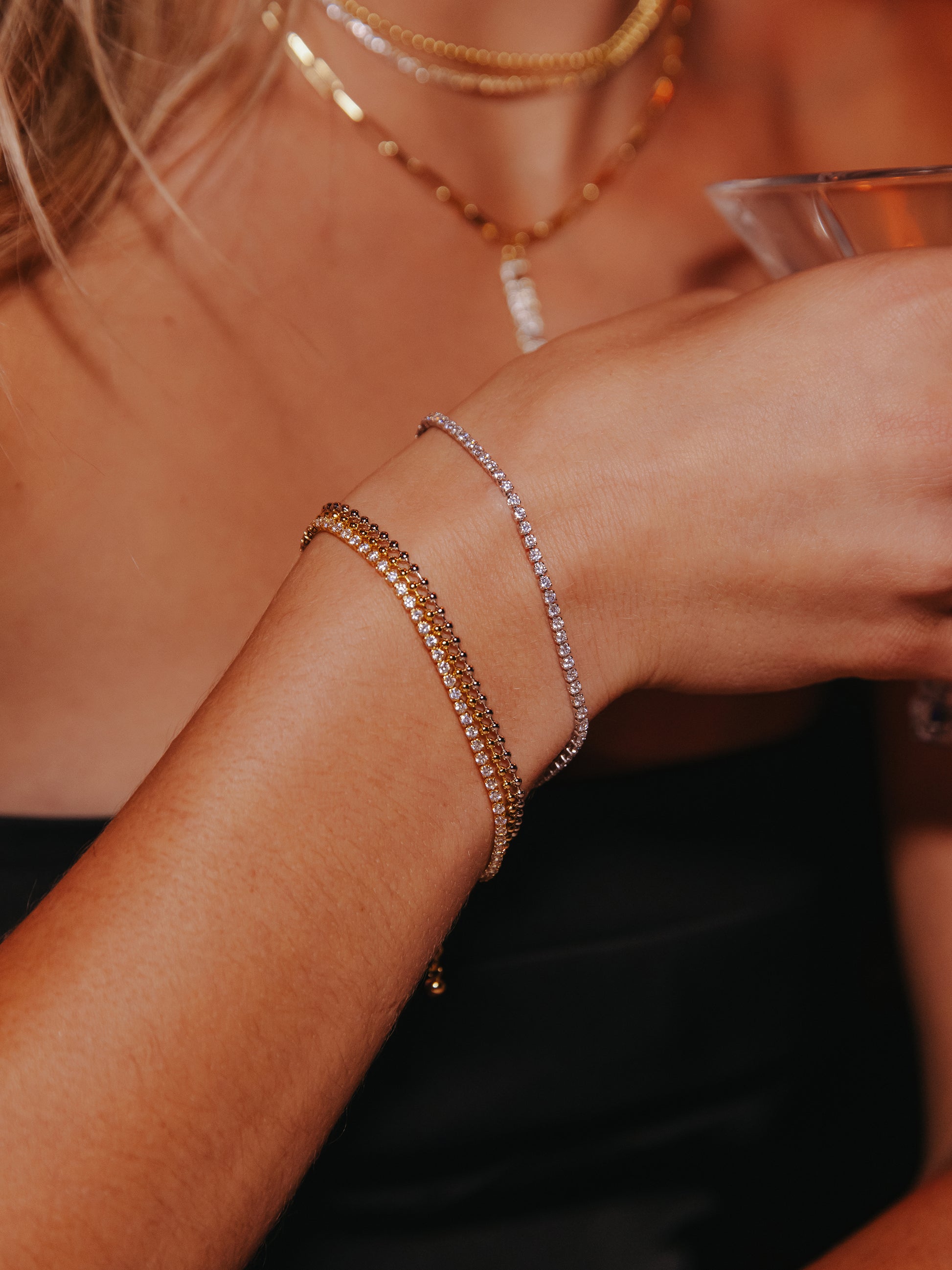 Happy Hour Layered Tennis Bracelet | Gold | Campaign Image | Uncommon James 