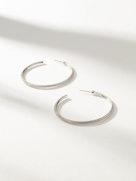 Attention Pavé Hoop Earrings | Silver | Product Image | Uncommon James