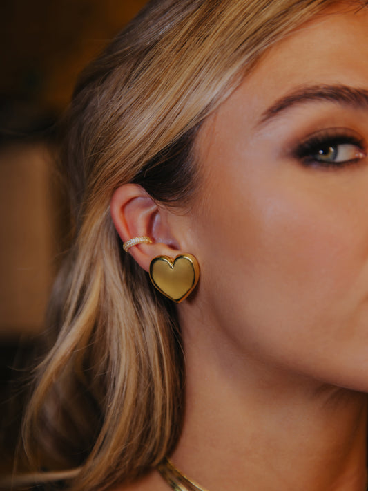 Heartthrob Statement Earrings | Gold | Campaign Image | Uncommon James