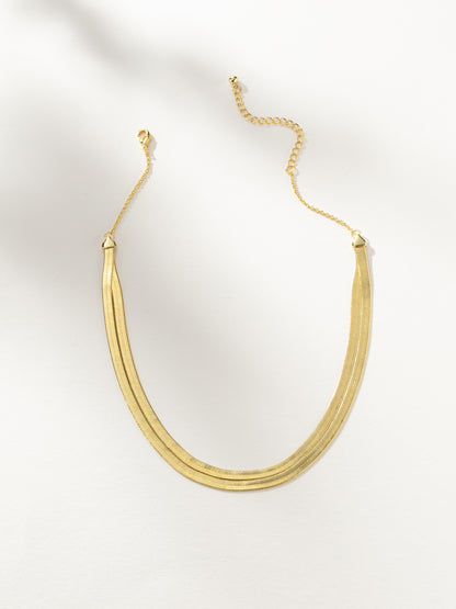 Double Layer Herringbone Chain Necklace | Gold | Product Image | Uncommon James