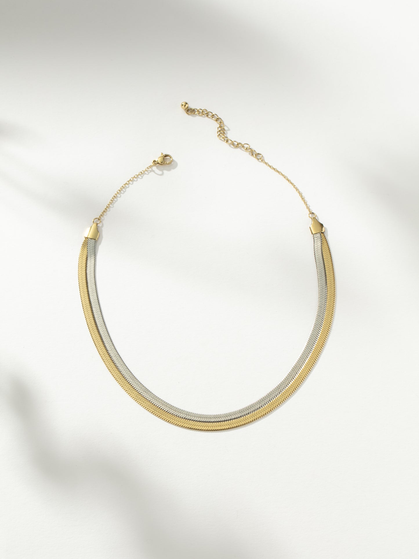 Double Layer Herringbone Chain Necklace | Mixed Metal | Product Image | Uncommon James