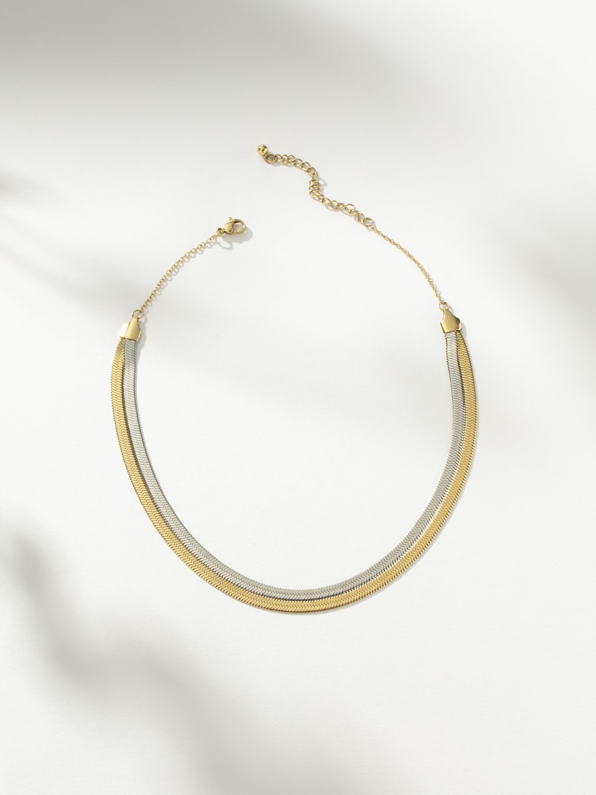 Double Layer Herringbone Chain Necklace | Mixed Metal | Product Image | Uncommon James