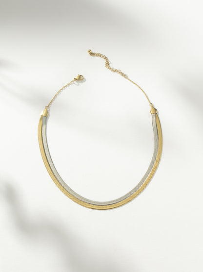 ["Double Layer Herringbone Chain Necklace ", " Mixed Metal ", " Product Image ", " Uncommon James"]