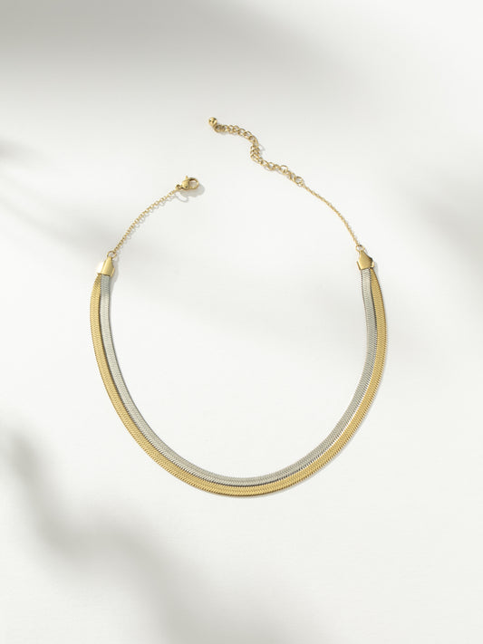 Double Layer Herringbone Chain Necklace | Mixed Metal | Product Image | Uncommon James