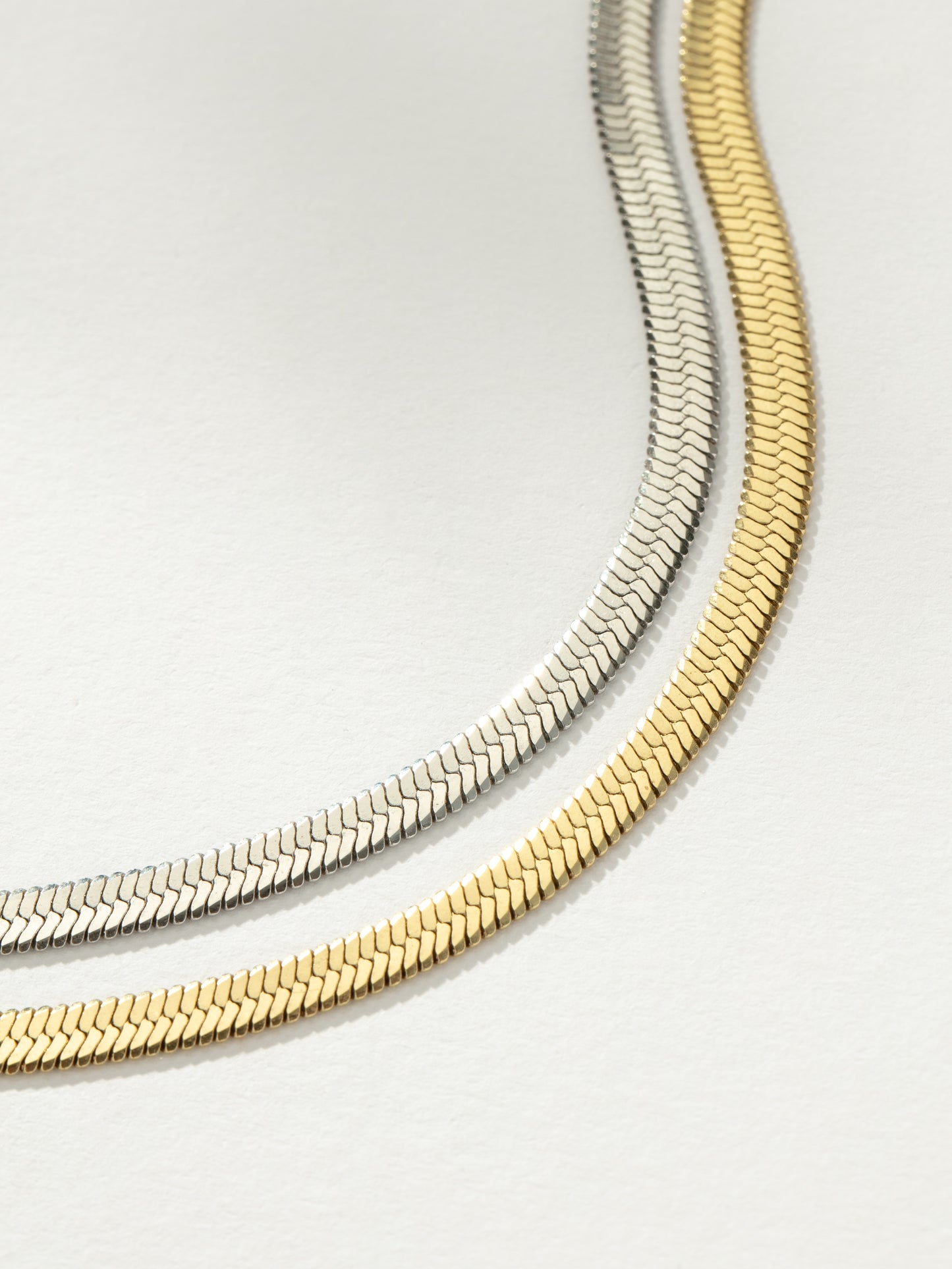 Double Layer Herringbone Chain Necklace | Mixed Metal | Product Image | Uncommon James