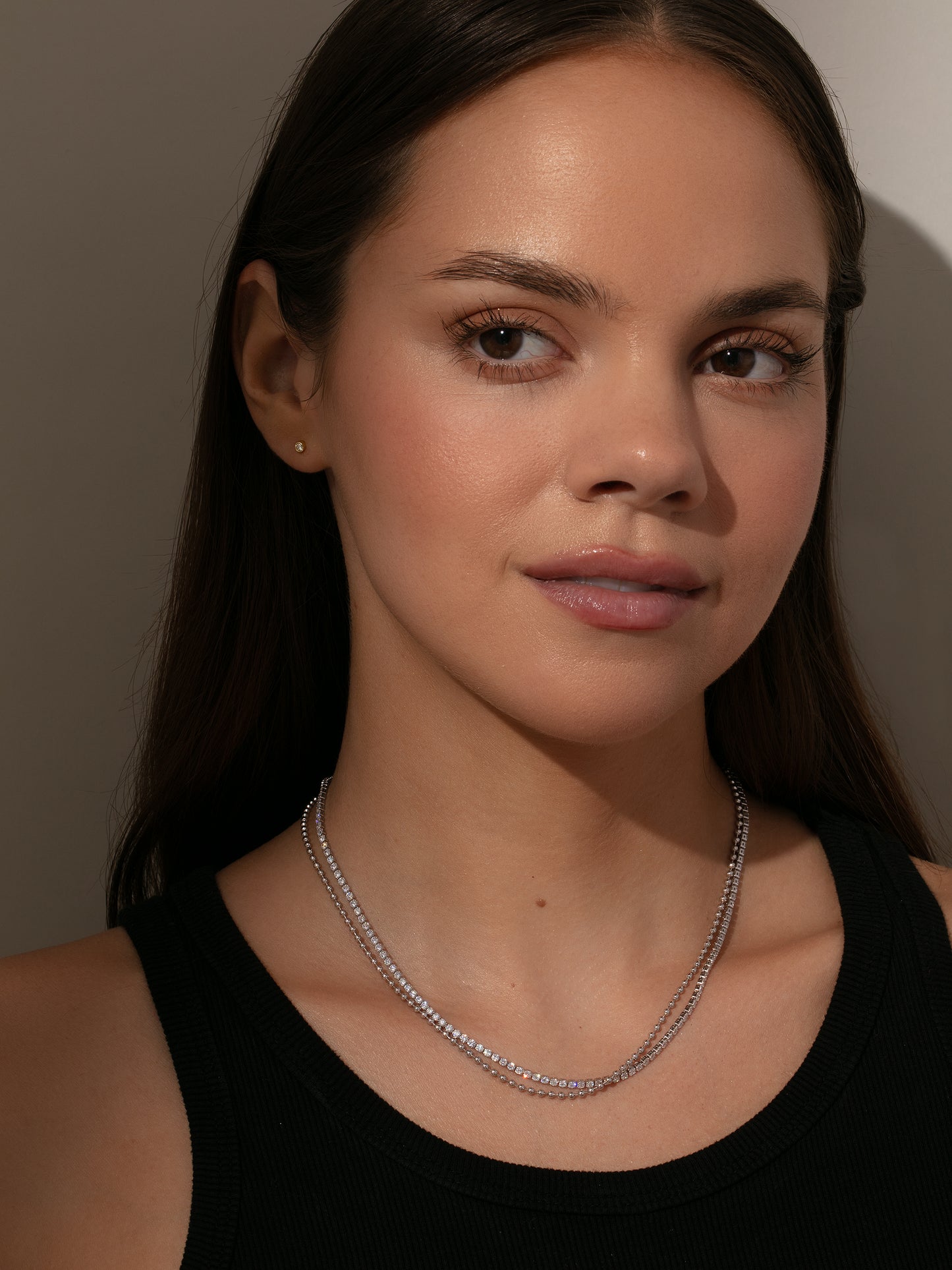 Happy Hour Layered Tennis Necklace | Silver | Model Image | Uncommon James