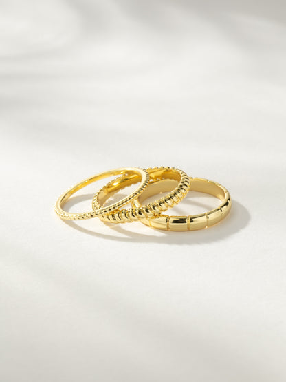 Vortex Textured Ring Stack (Set of 3) | Gold | Product Image | Uncommon James