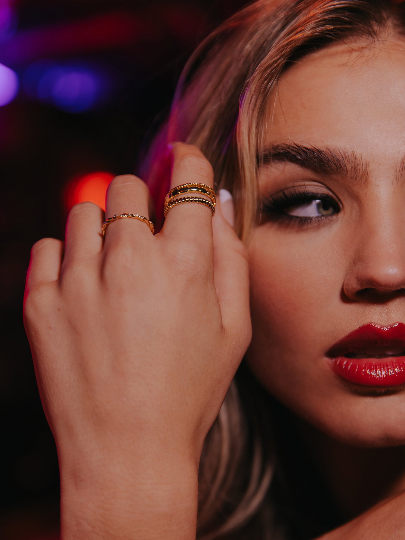 Vortex Textured Ring Stack Set of 3 in Gold | Uncommon James