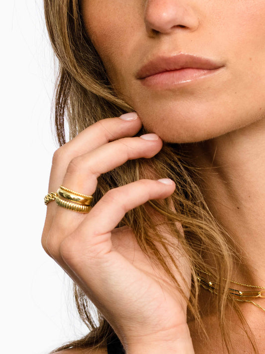 Vortex Textured Ring Stack (Set of 3) | Gold | Product Image | Uncommon James