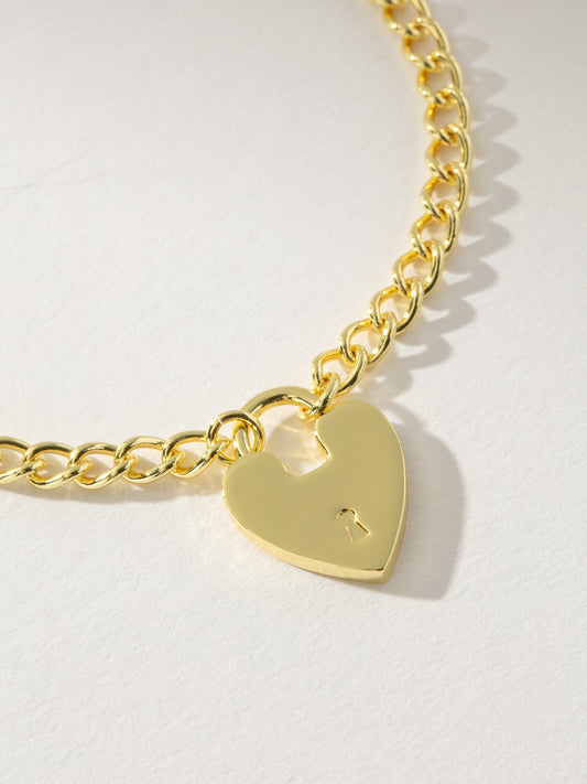 Love on Lock Heart Bracelet | Gold | Product Detail Image | Uncommon James