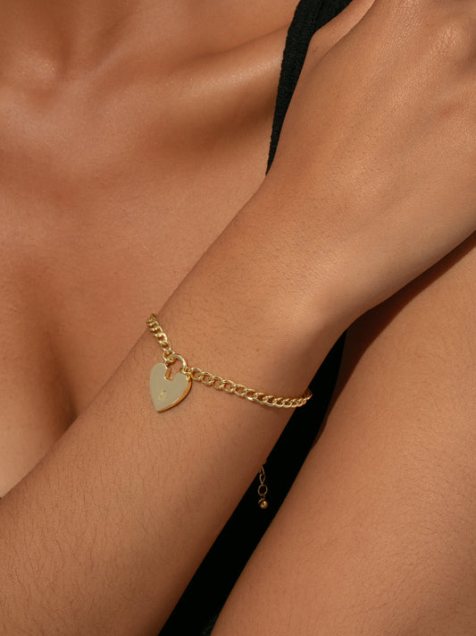 Love on Lock Heart Bracelet | Gold | Product Detail Image | Uncommon James