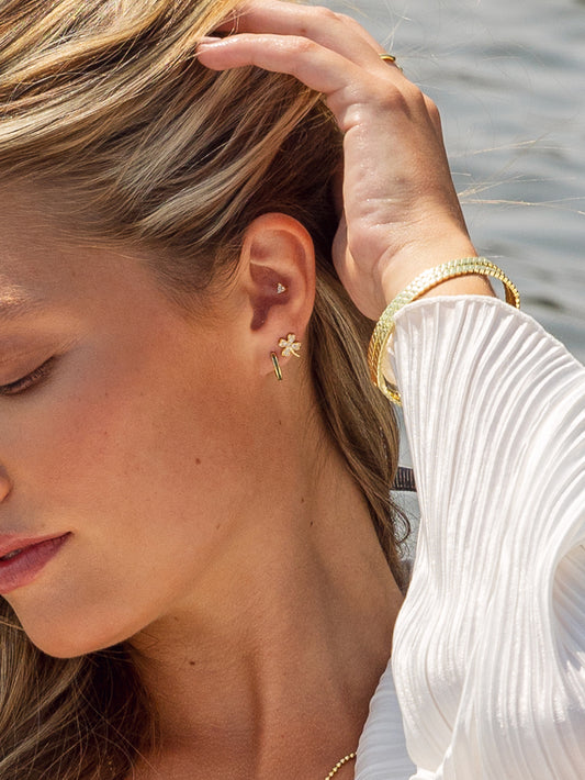 Four Leaf Clover Stud Earrings | Gold | Lifestyle Image | Uncommon James