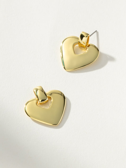 Declaration of Love Heart Earrings | Gold | Product Image | Uncommon James