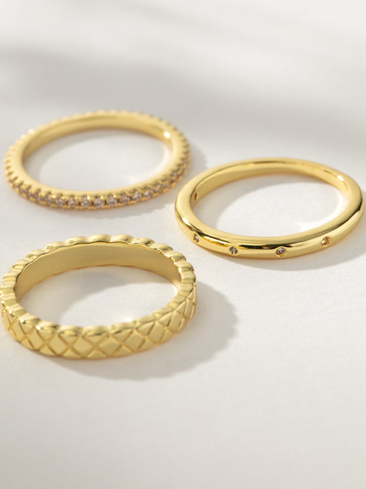 Glamour Girl Ring Stack (Set of 3) | Gold | Product Detail Image | Uncommon James