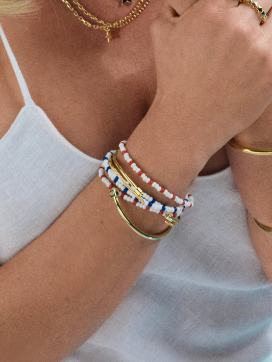 Independent Beaded Bracelet (Set of 4) | Red/White/Blue | Campaign Image | Uncommon James