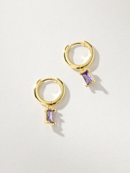 Birthstone Huggie Earrings | Gold February | Product Image | Uncommon James