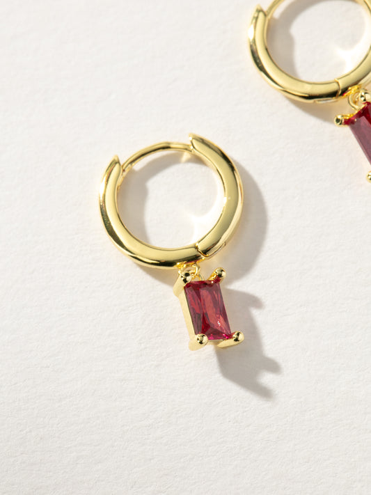 Birthstone Huggie Earrings | Gold January | Product Detail Image | Uncommon James