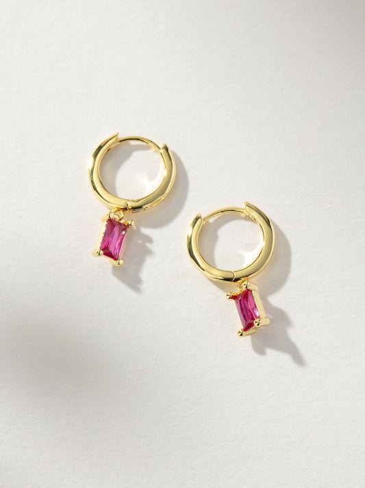 Birthstone Huggie Earrings | Gold July | Product Image | Uncommon James