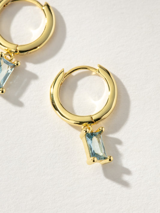 Birthstone Huggie Earrings | Gold March | Product Detail Image | Uncommon James