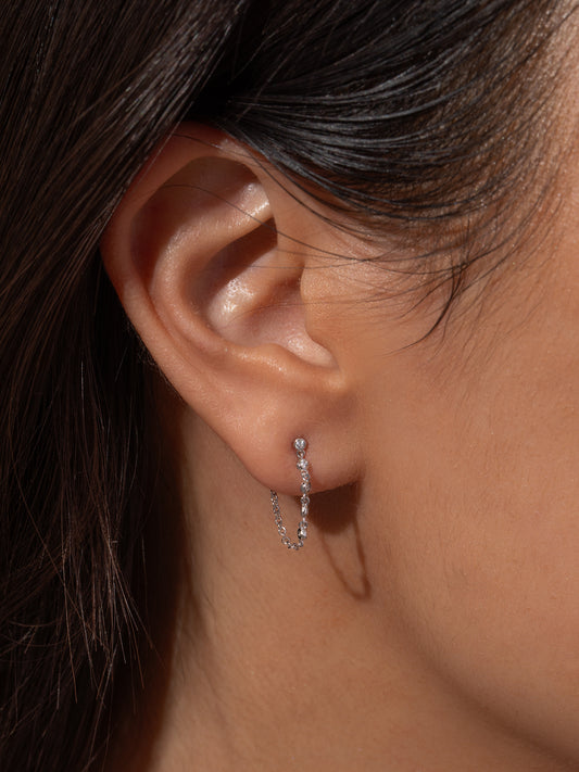 Easy Street Chain Earrings | Silver | Model Image | Uncommon James