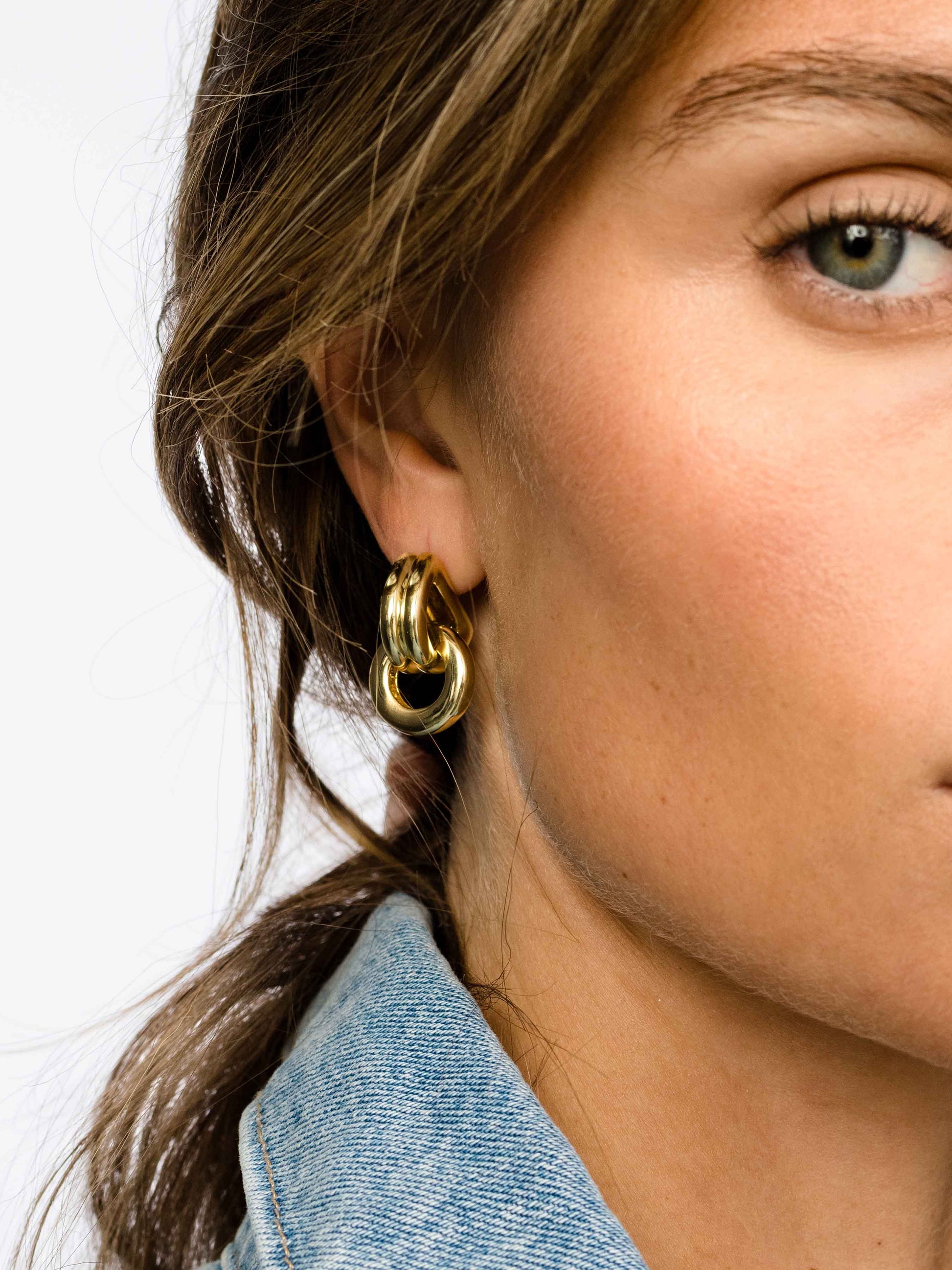 Knotted Hoop Earrings | Gold S | Model Image | Uncommon James