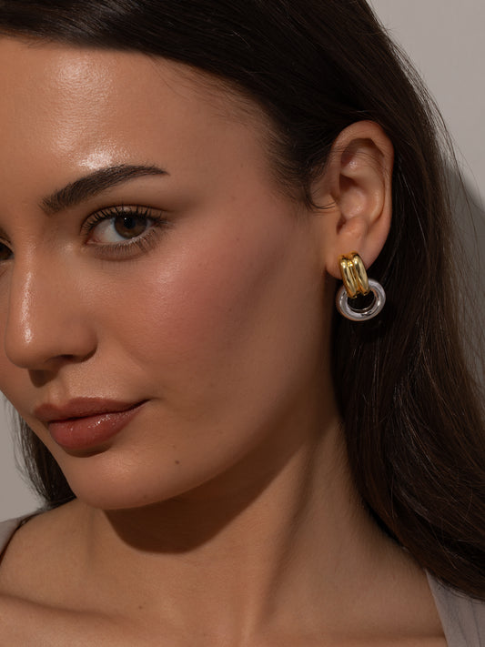 Knotted Hoop Earrings | Mixed Metal | Model Image | Uncommon James