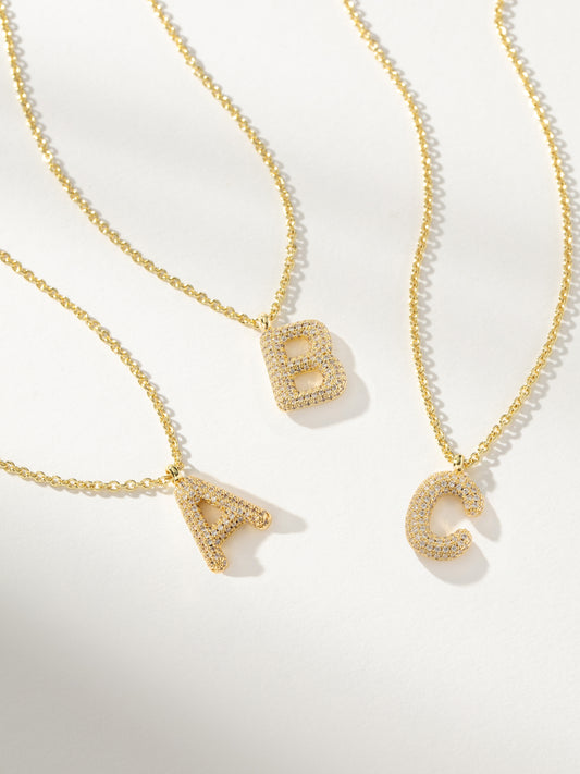 Bubble Letter Necklace 2.0 | Gold | Group Image | Uncommon James