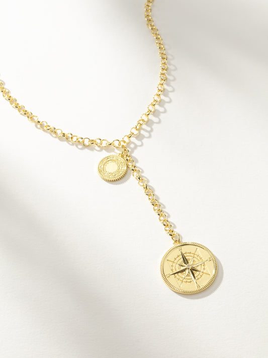 Compass Lariat Necklace | Gold | Product Image | Uncommon James