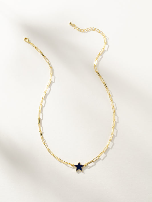 Navy Star Pendant And Chain Necklace | Gold | Product Image | Uncommon James