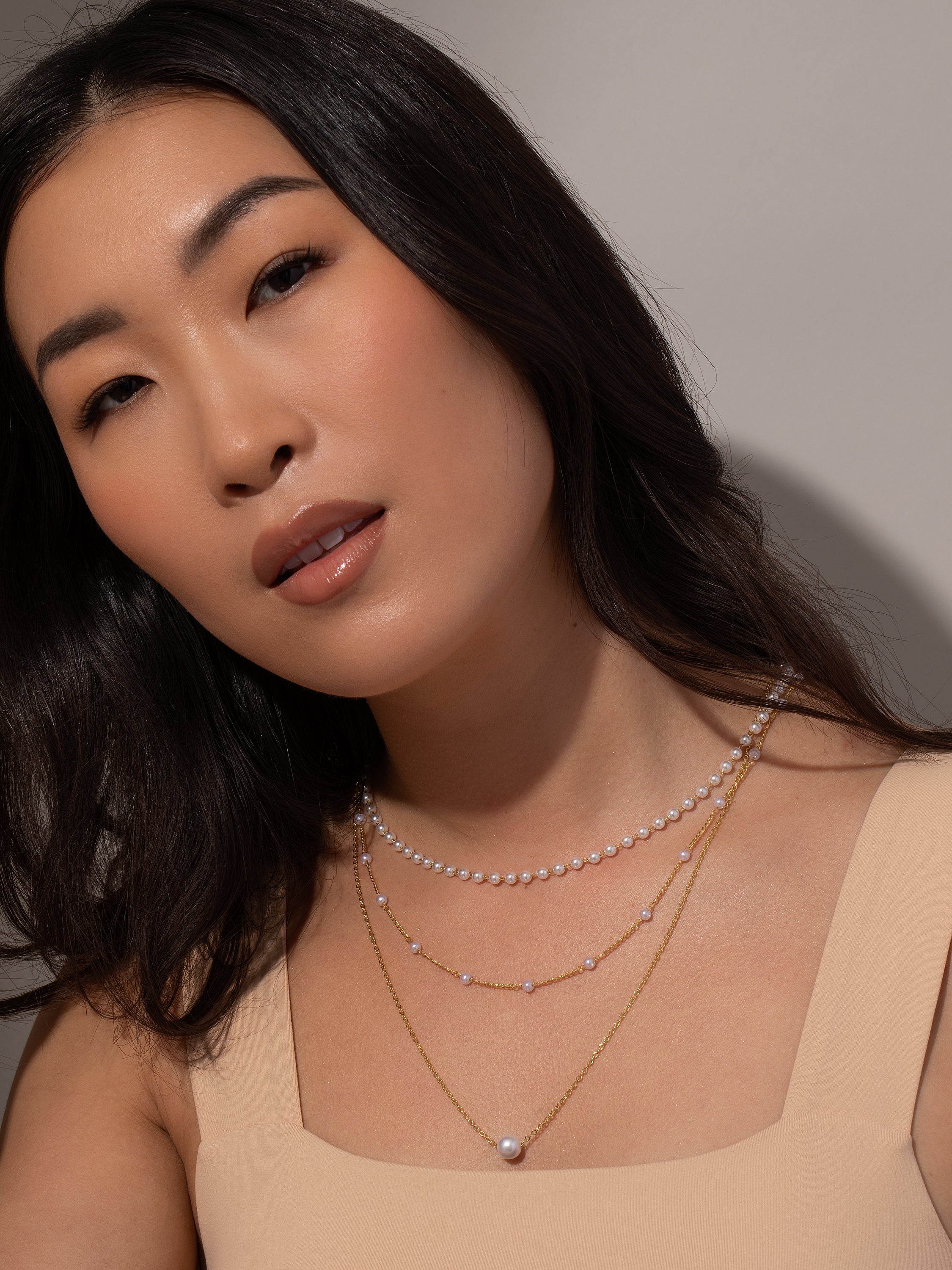 Gold Triple Layer Pearl Necklace | Layered Necklace | Uncommon James