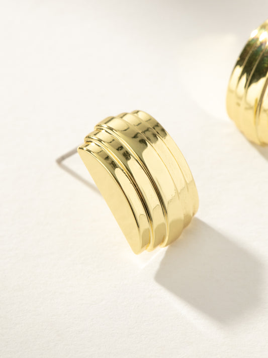 Mirror Ribbed Earrings | Gold | Product Image | Uncommon James