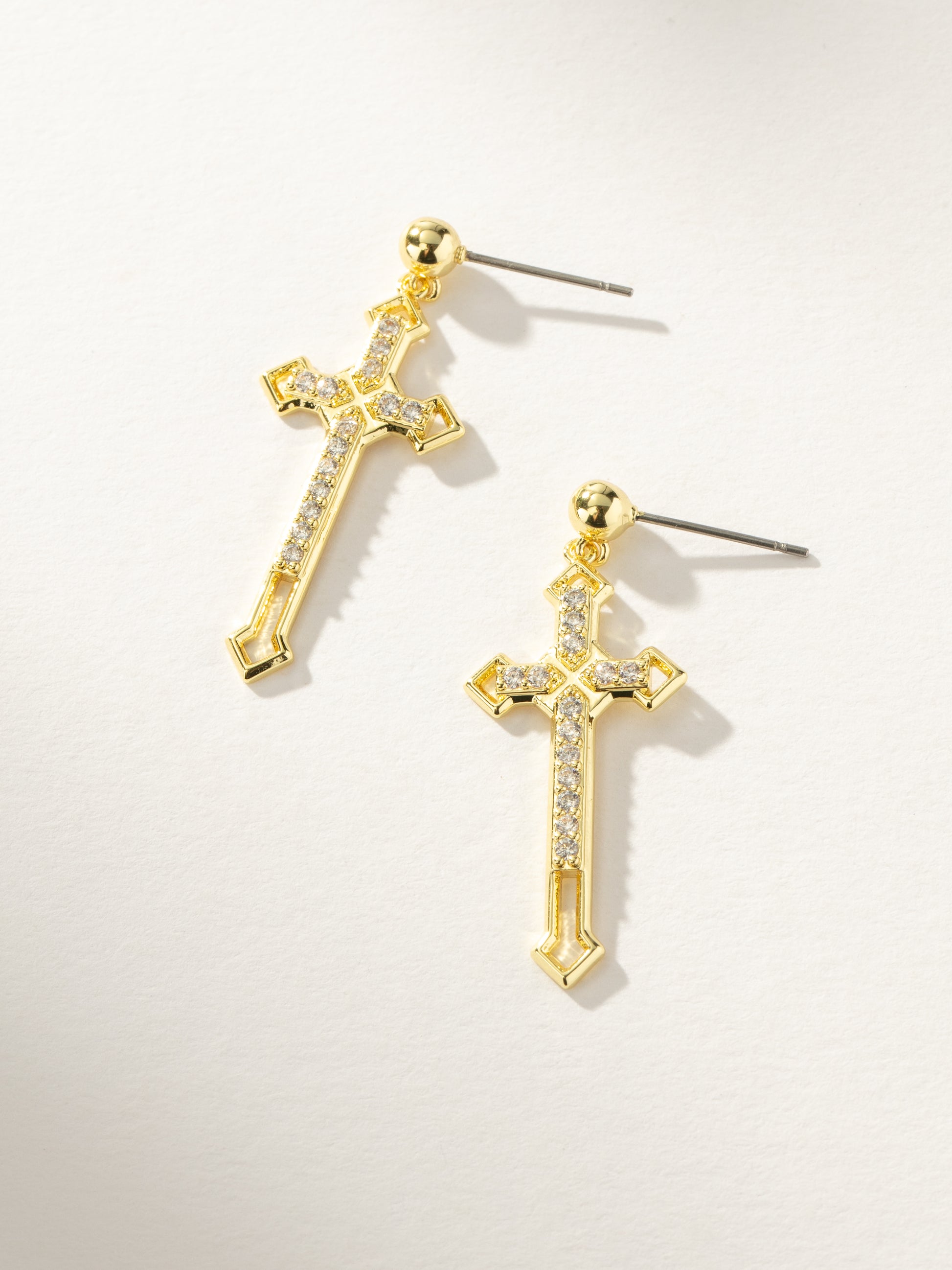 Powerful Statement Cross Earrings | Gold | Product Image | Uncommon James