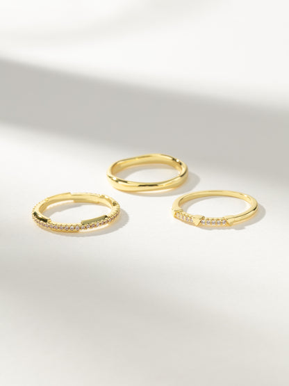 ["Love Triangle Ring Stack (Set of 3) ", " Gold ", " Product Image ", " Uncommon James"]
