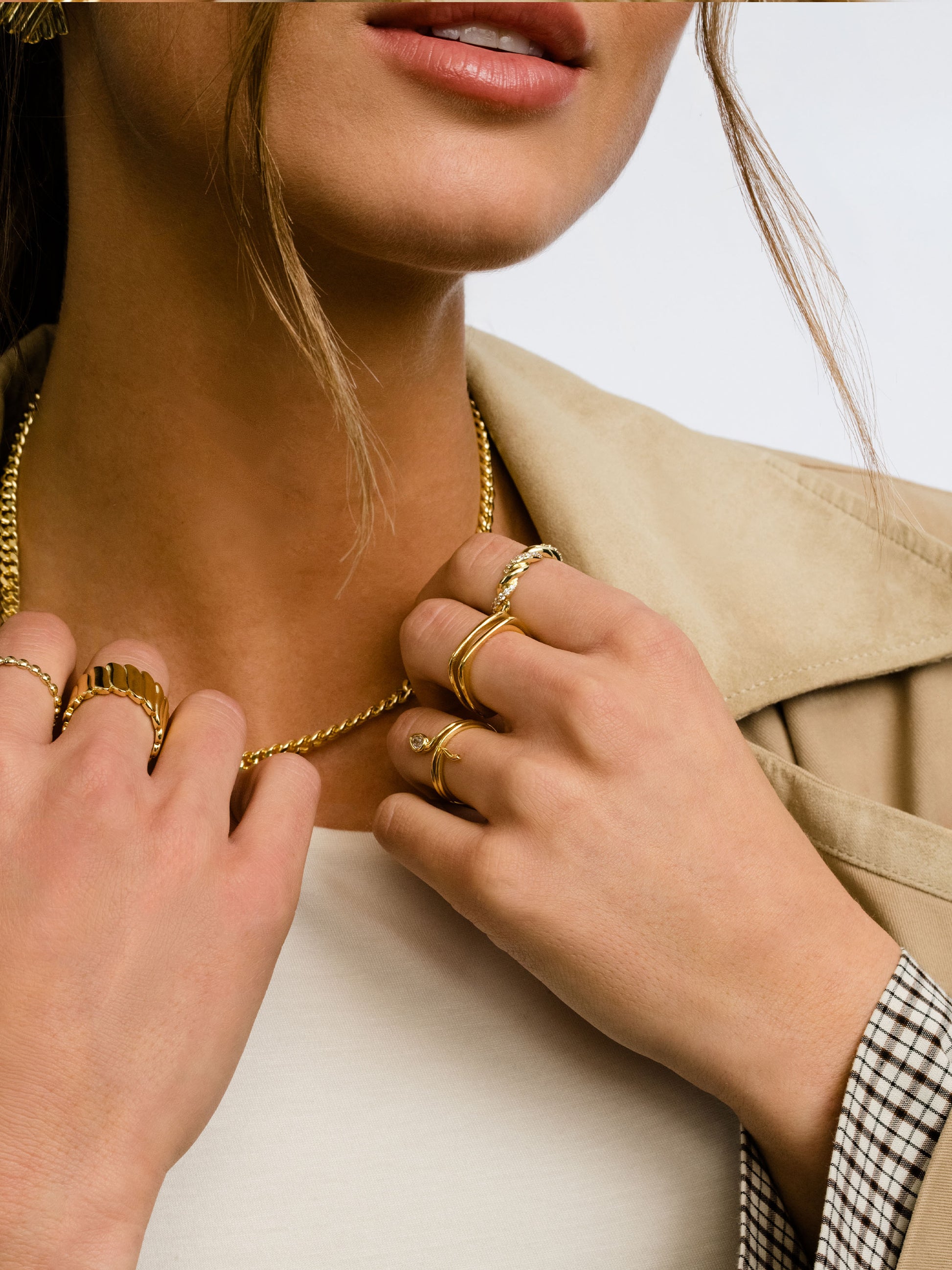 Perfection Twist Ring | Gold | Model Image | Uncommon James
